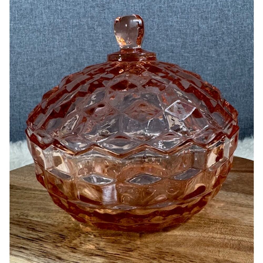 Vintage Fostoria Pink Glass Lidded Dish